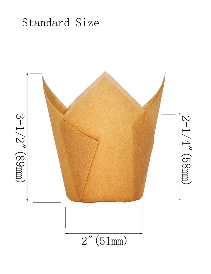 QLSmypkg Muffin Greaseproof paper Baking cupcake cups, 2" x 3 1/2" Natural Tulip Baking Cup Case of 125 pcs (125, Standard) - Image 2